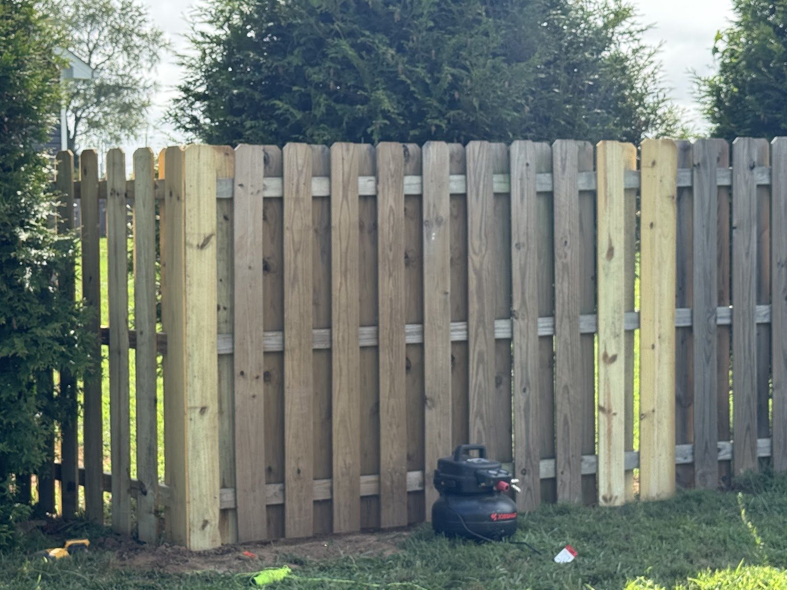 After: repaired shadow box fence